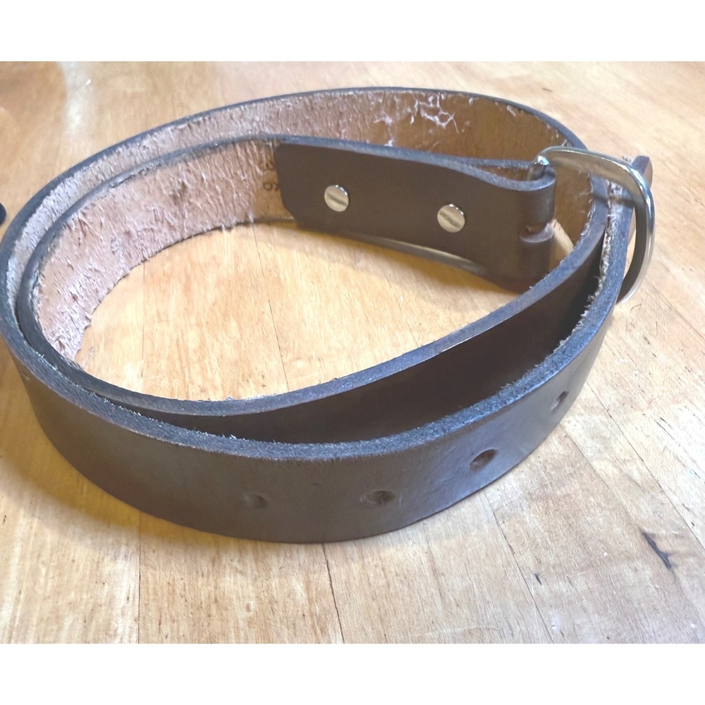 Mens Brown Leather Work Belt Size 36 Silver Roller Buckle‎ Chicago Screws Rugged